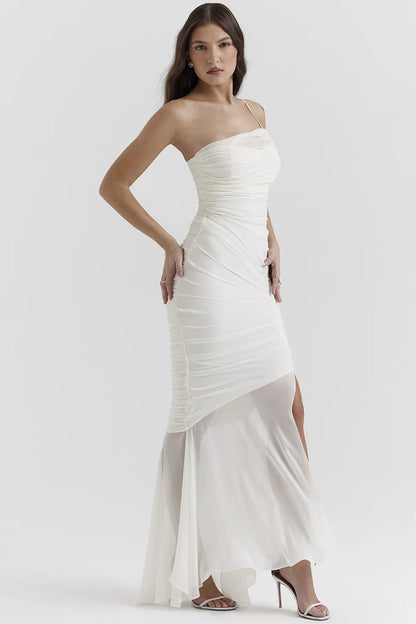 Pearla Ivory Ruched Maxi Dress