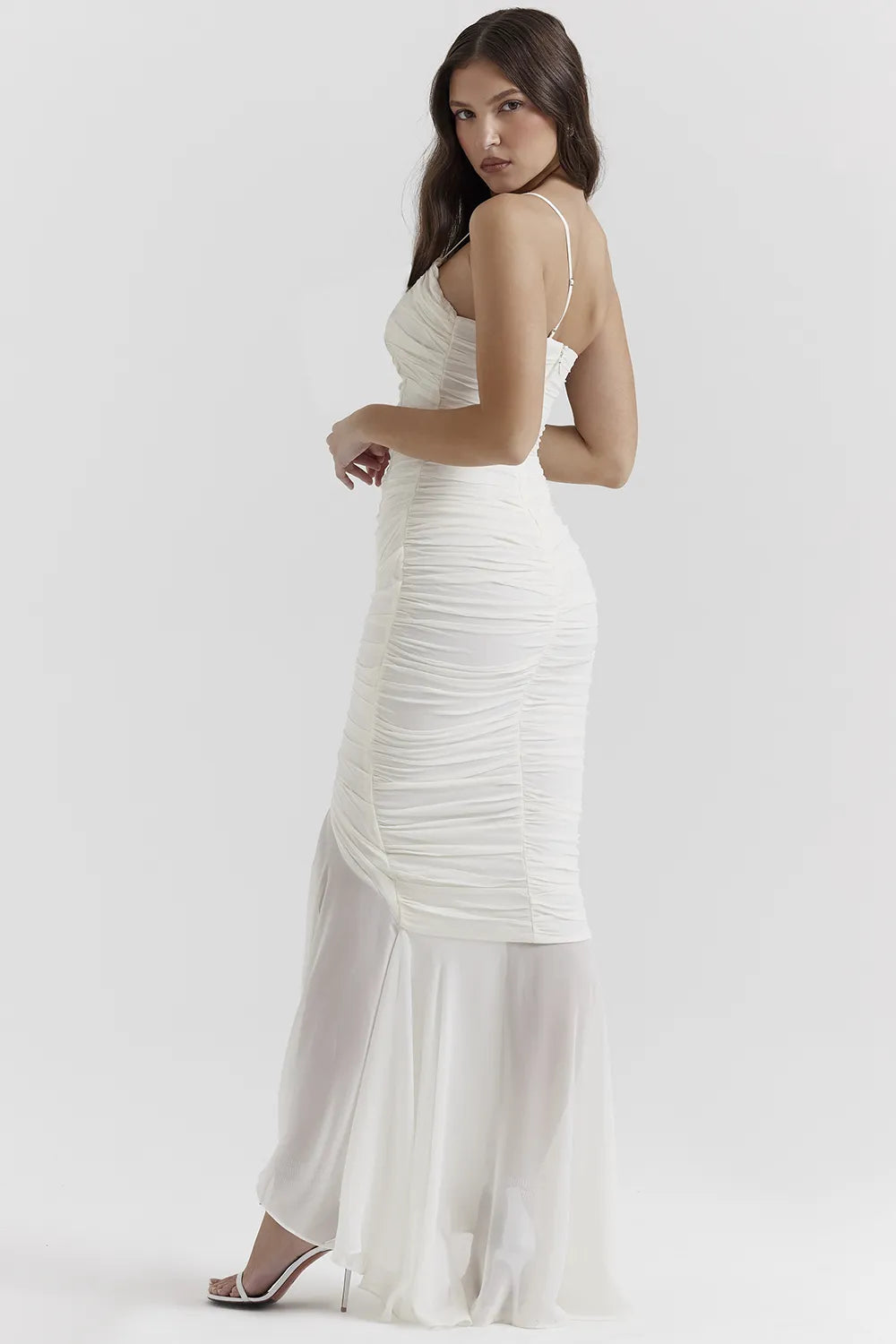 Pearla Ivory Ruched Maxi Dress