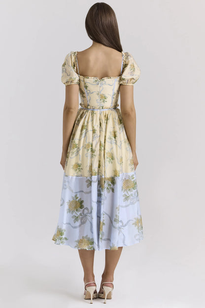 Penelope Lemon Vintage Rose Chiffon Midi Dress