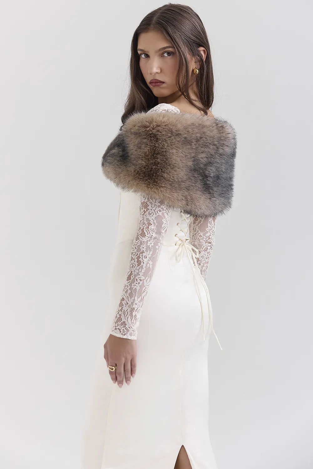 Ashly Faux Fox Fur Shawl