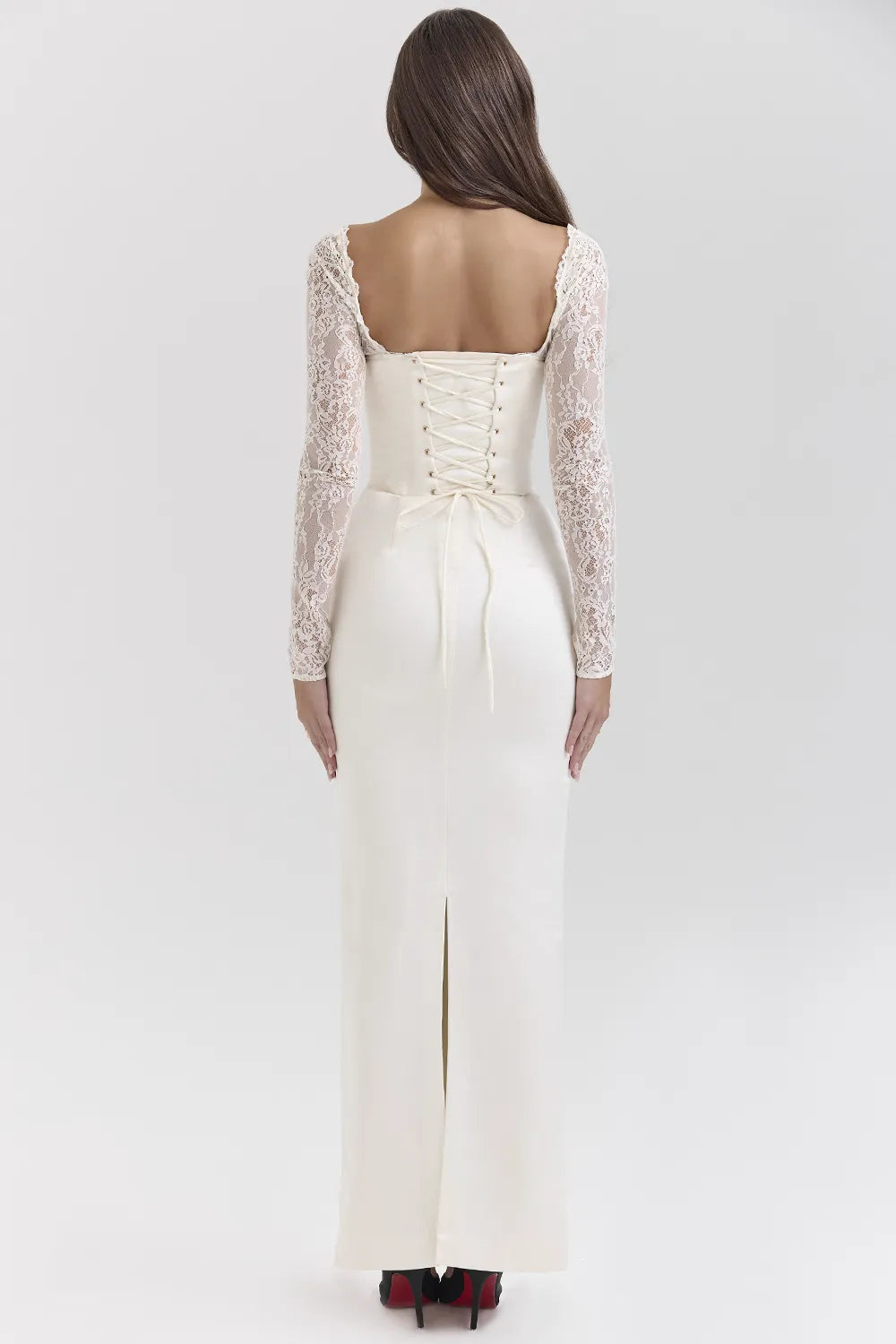 Perdi Vintage Ivory Satin Maxi Dress