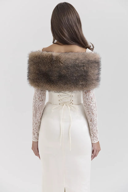 Ashly Faux Fox Fur Shawl