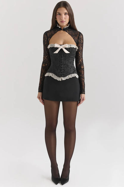 Perdita Black Metallic Jacquard Corset & Bolero