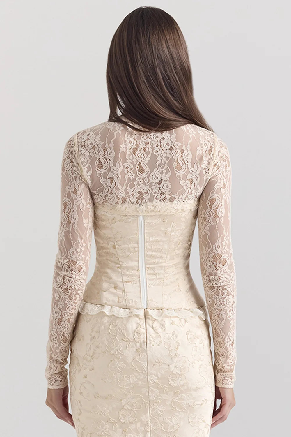 Perdita Ivory Metallic Jacquard Corset & Bolero