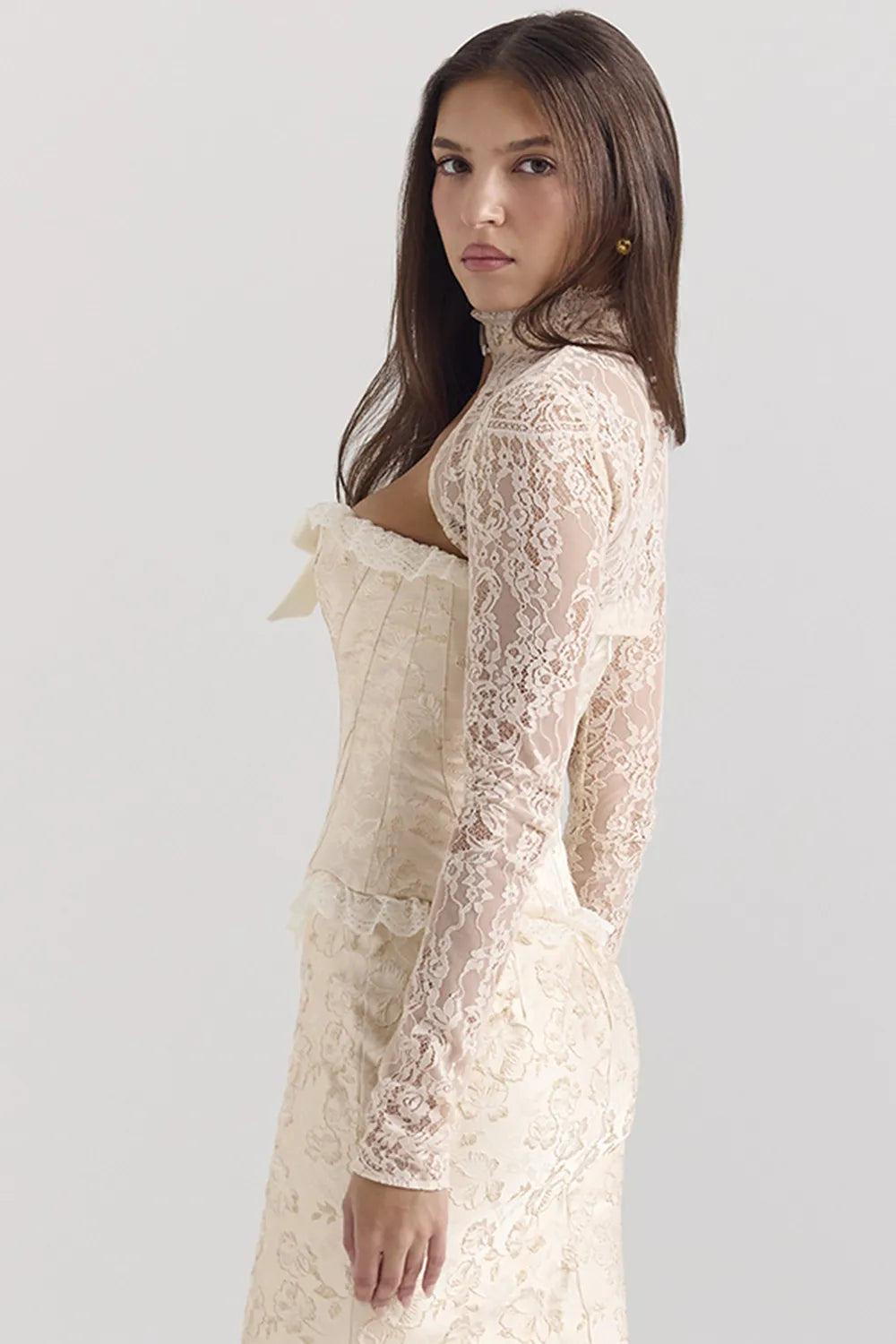 Perdita Ivory Metallic Jacquard Corset & Bolero