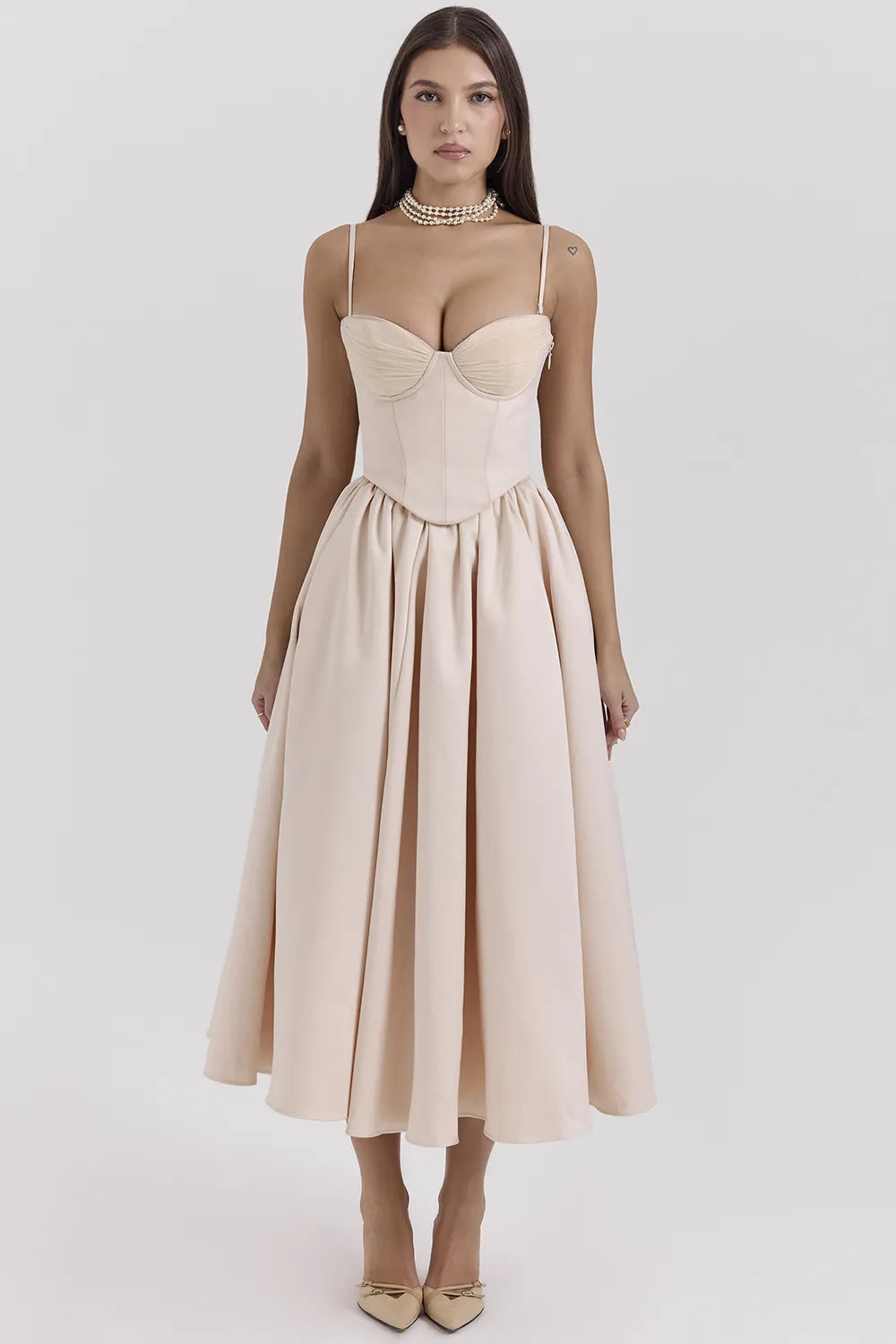 Perfect Peach Satin Corset and Skirt