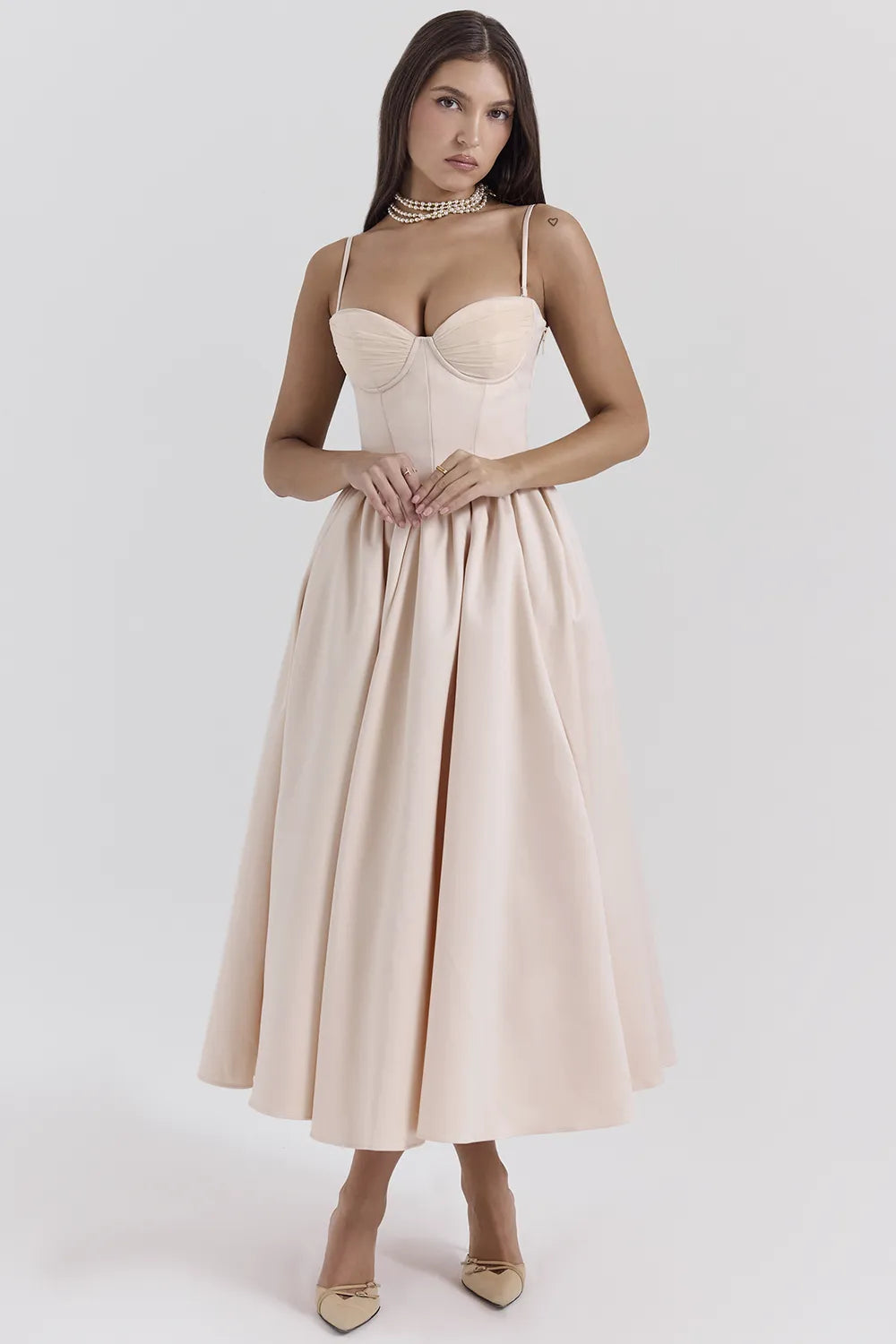 Perfect Peach Satin Corset and Skirt