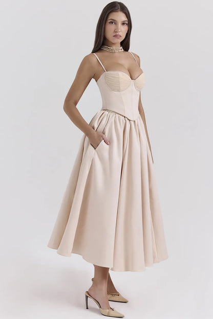 Perfect Peach Satin Corset and Skirt