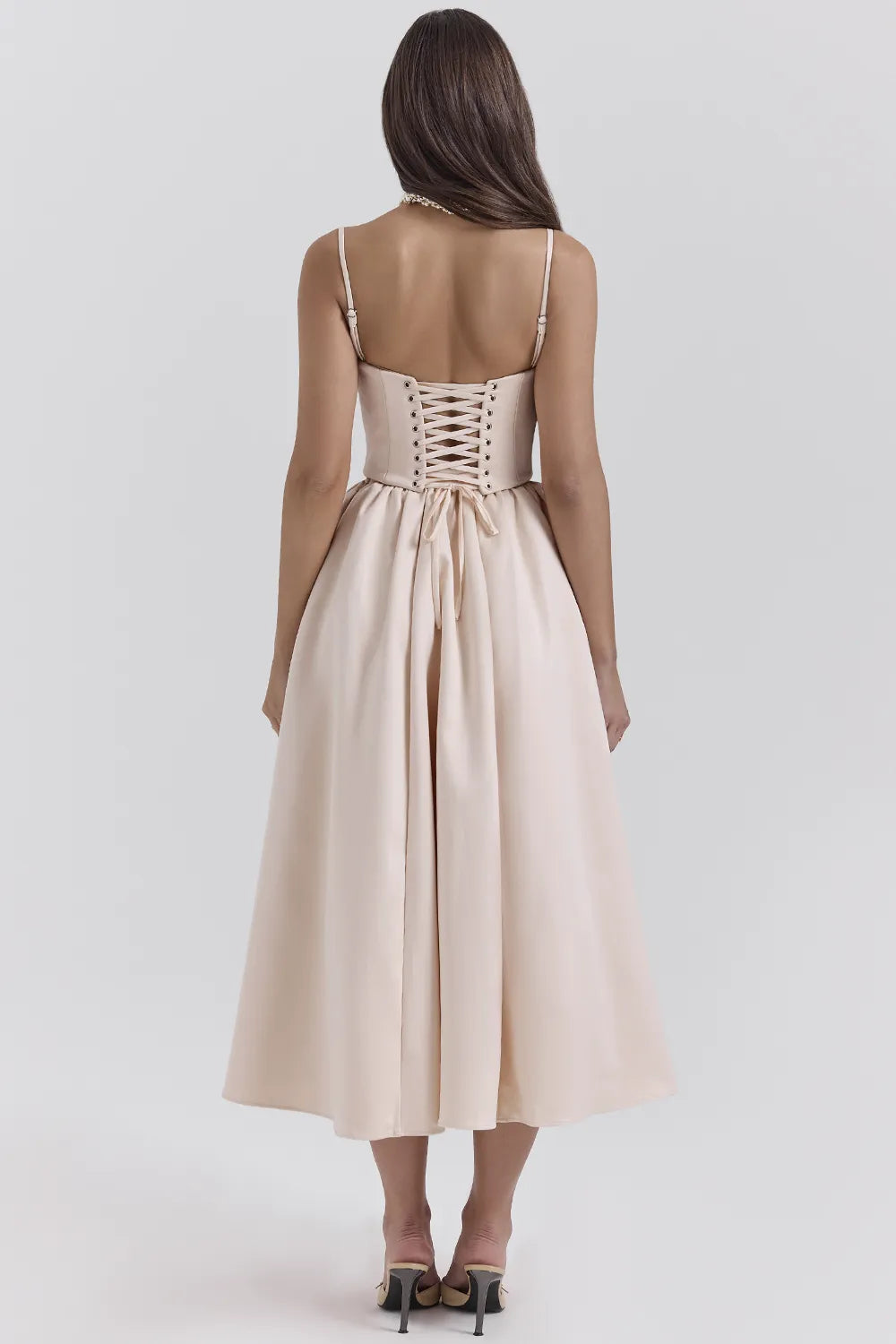 Perfect Peach Satin Corset and Skirt