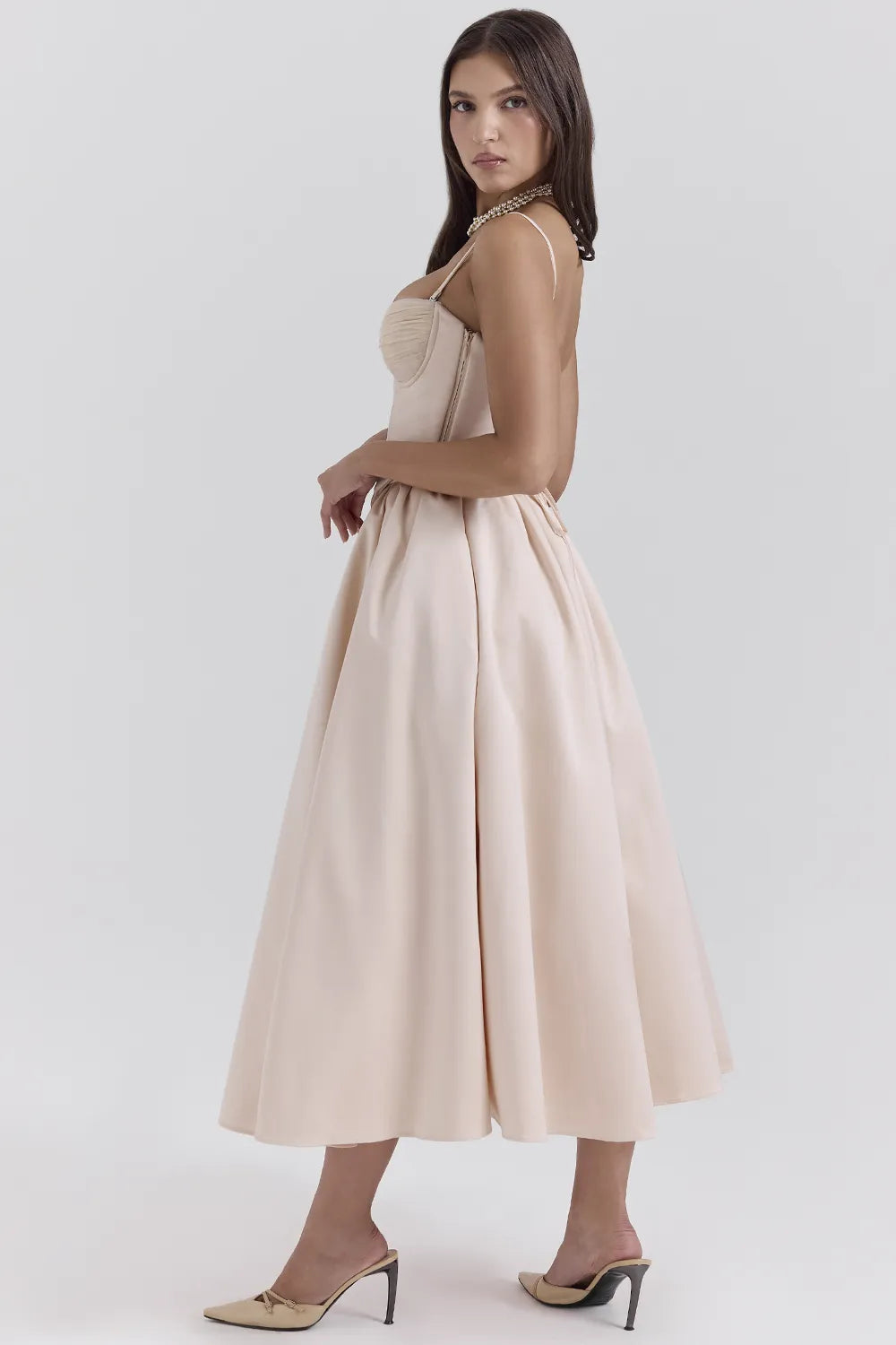 Perfect Peach Satin Corset and Skirt