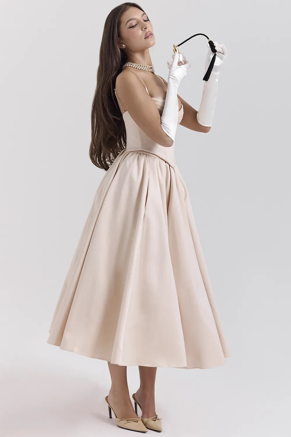 Perfect Peach Satin Corset and Skirt