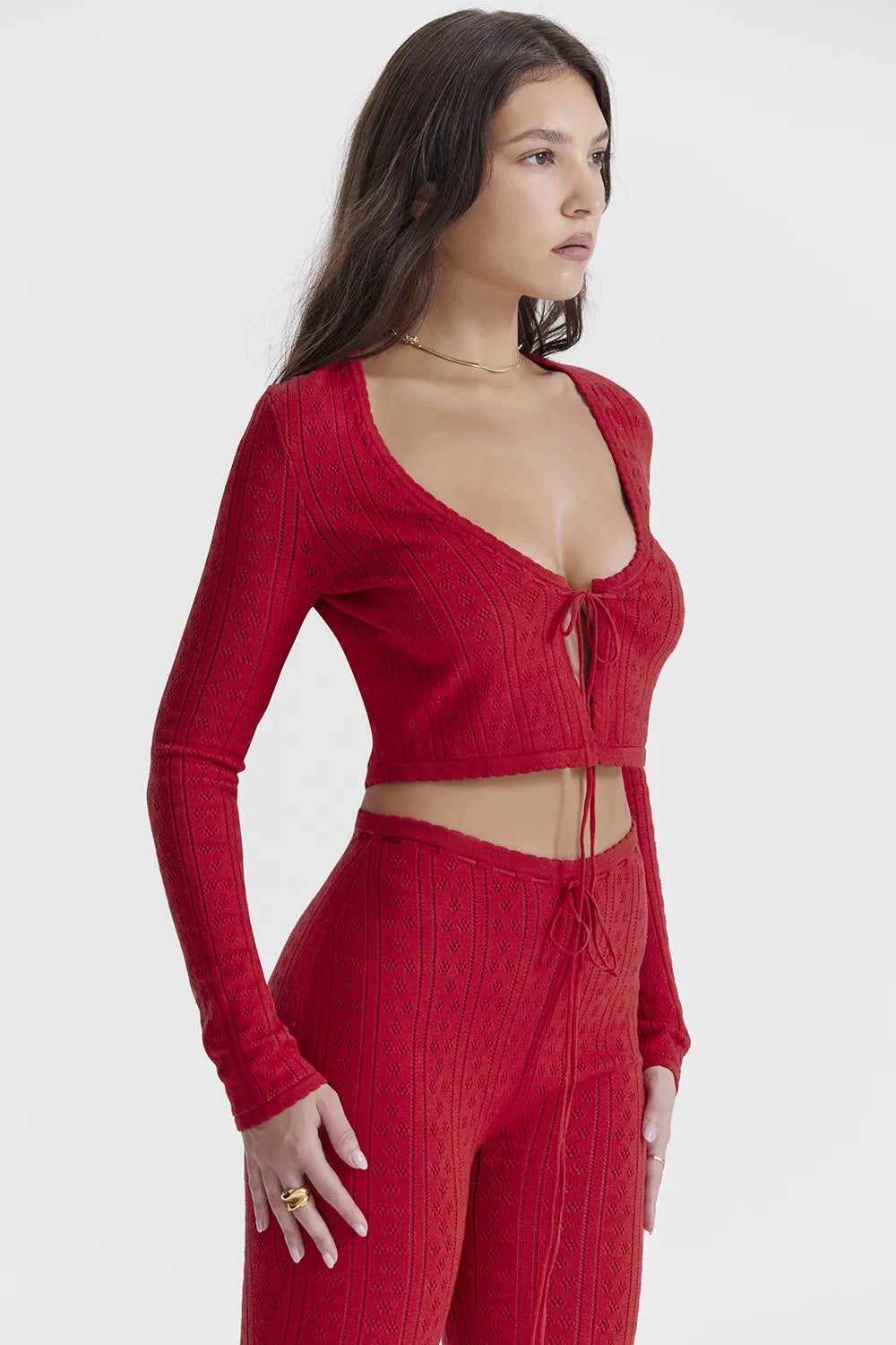 Perla Cherry Ribbed Knit Top