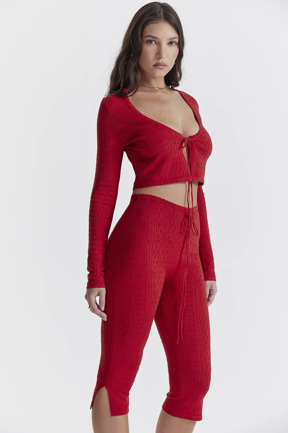 Perla Cherry Ribbed Knit Top
