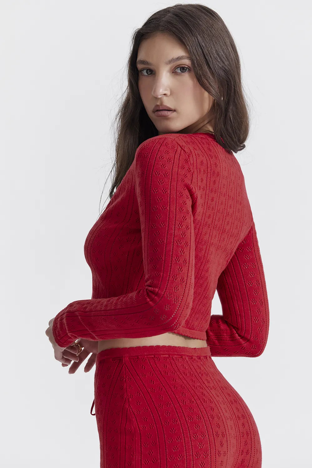 Perla Cherry Ribbed Knit Top