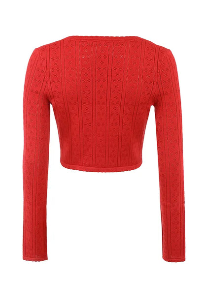 Perla Cherry Ribbed Knit Top