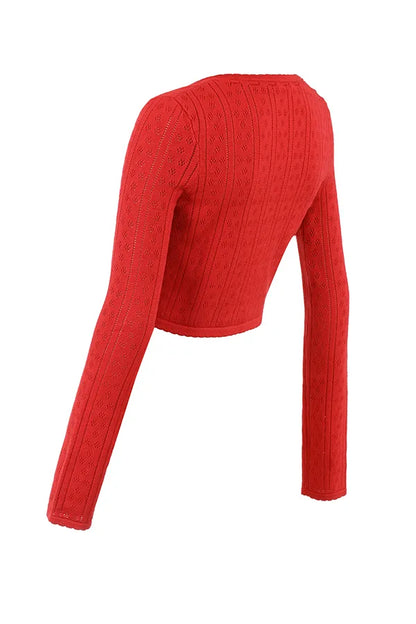 Perla Cherry Ribbed Knit Top