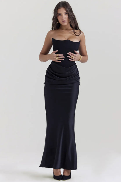 Persephone Black Strapless Corset Dress