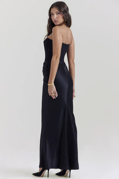 Persephone Black Strapless Corset Dress