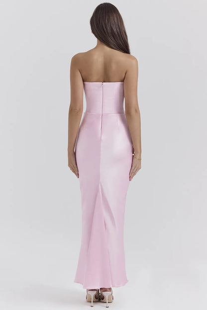 Persephone Rose Shadow Strapless Corset Maxi Dress