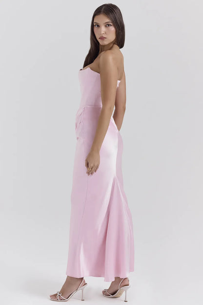 Persephone Rose Shadow Strapless Corset Maxi Dress