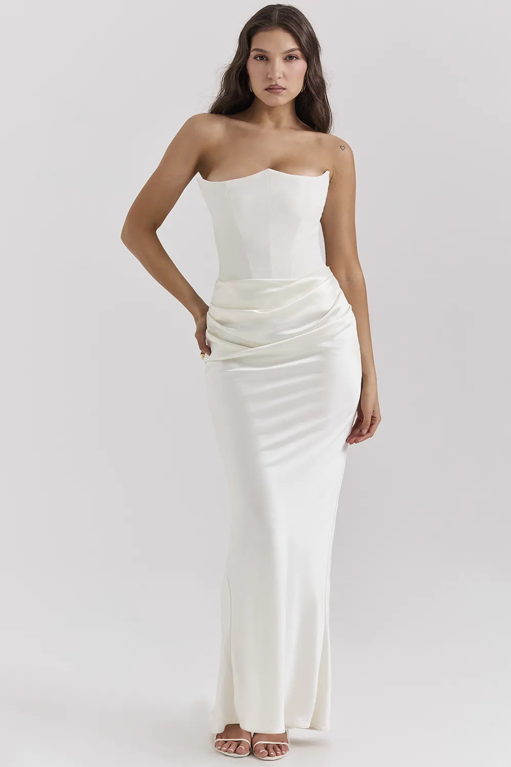 Persephone Ivory Strapless Corset Dress