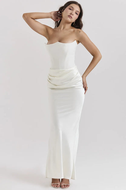 Persephone Ivory Strapless Corset Dress