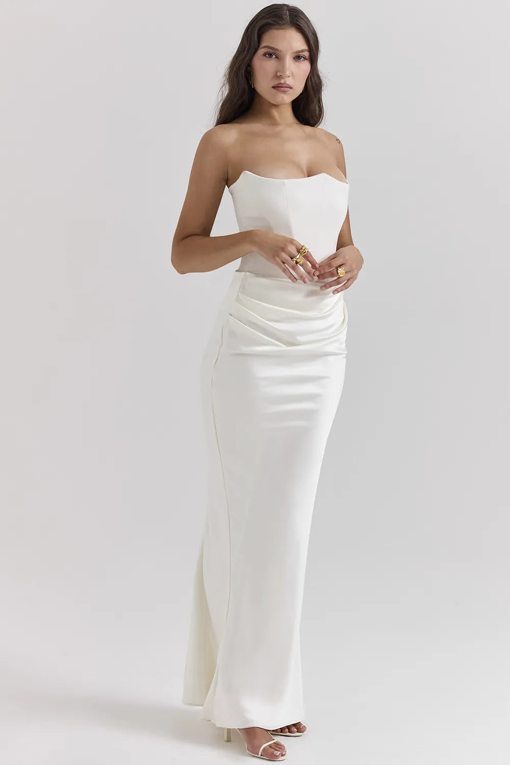 Persephone Ivory Strapless Corset Dress