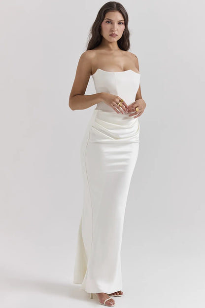 Persephone Ivory Strapless Corset Dress