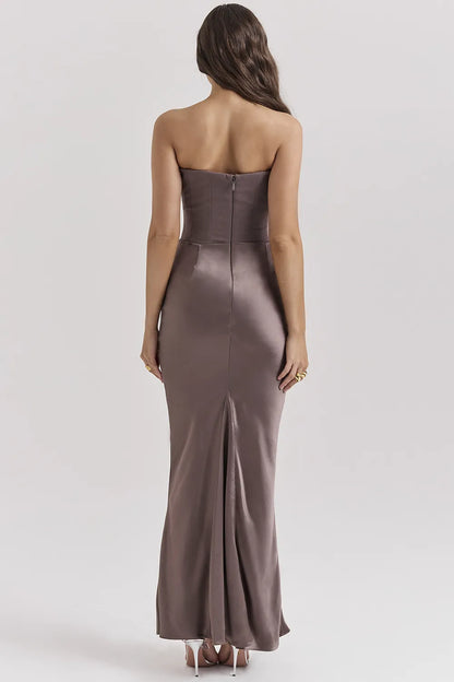 Persephone Smoke Strapless Corset Maxi Dress