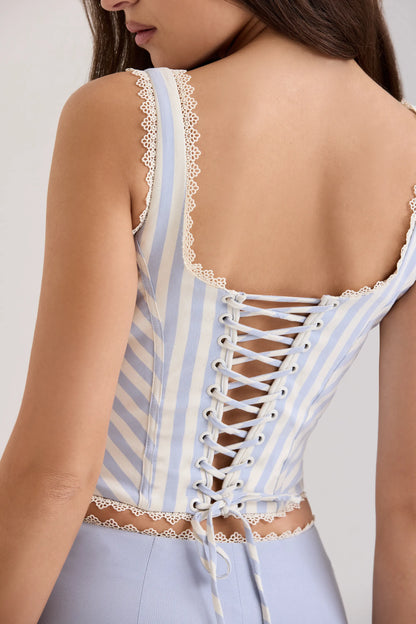 Petra Blue Striped Corset Top