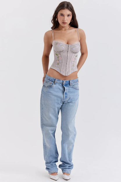 Petunia Light Lavender Embroidered Corset