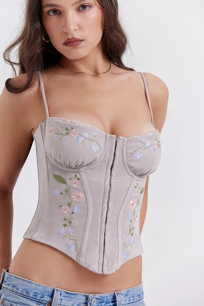 Petunia Light Lavender Embroidered Corset