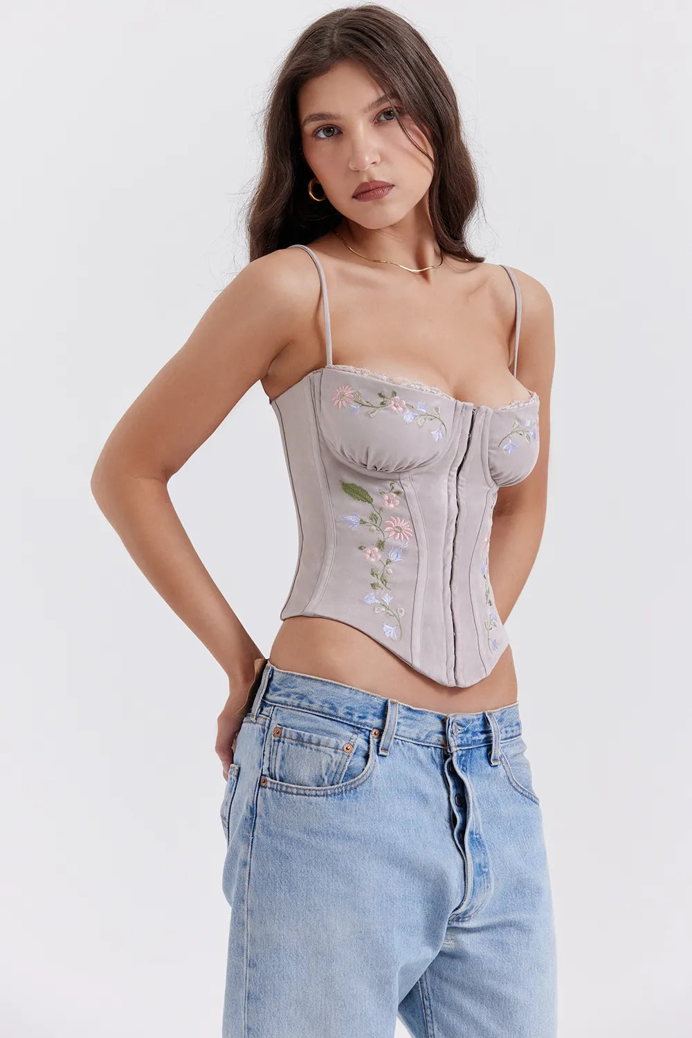 Petunia Light Lavender Embroidered Corset