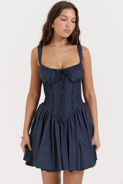 Pietra French Navy Corset Mini Dress