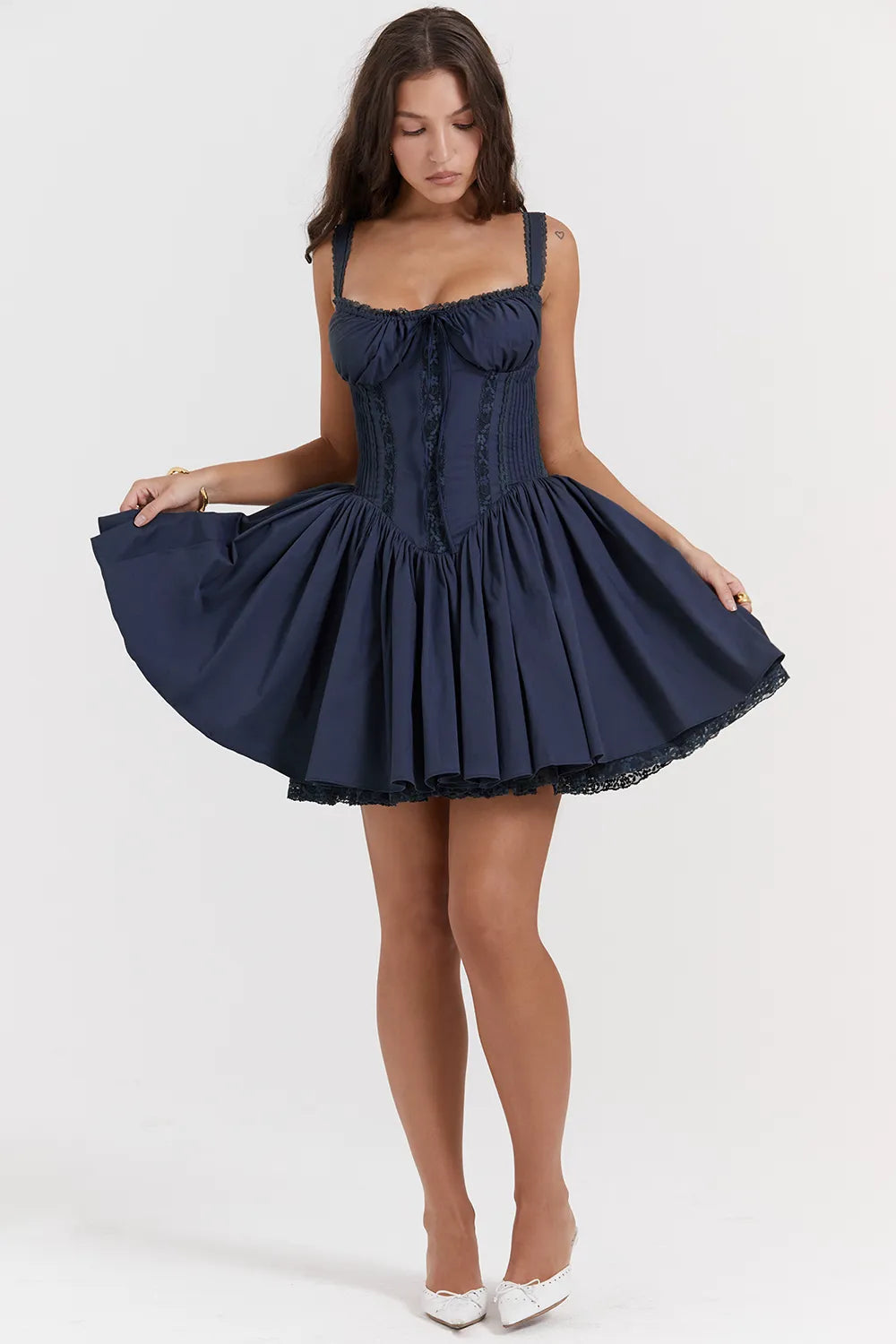 Pietra French Navy Corset Mini Dress
