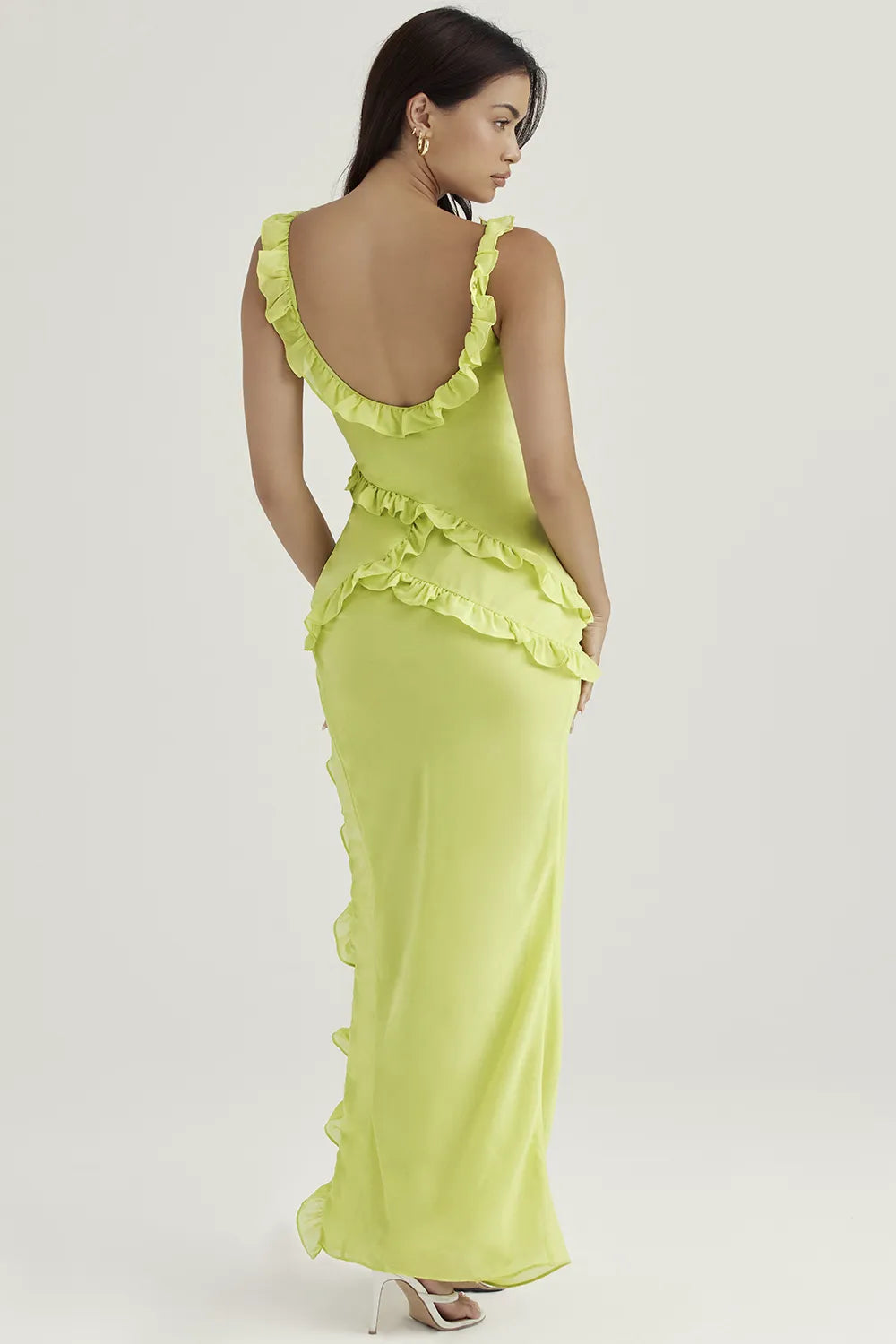 Pixie Lime Ruffle Maxi Dress