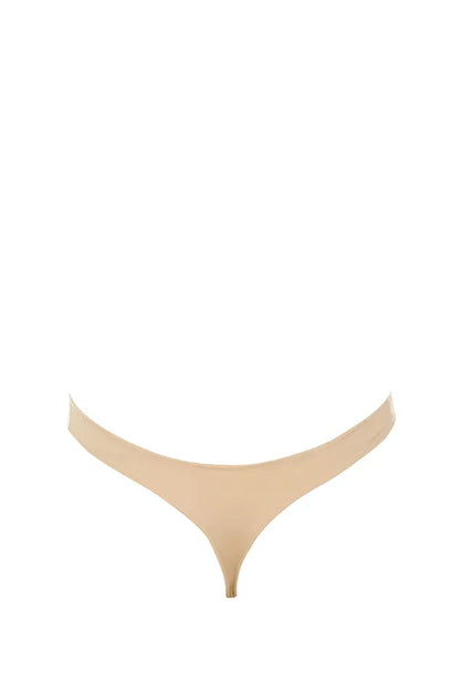 Beige Plunge Self Adhesive Backless Bodysuit