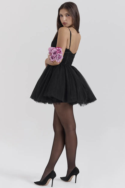 Princess Black Tulle Mini Dress