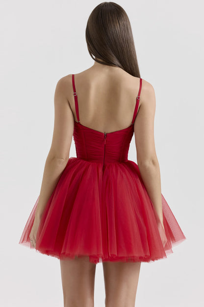 Princess Holly Red Tulle Mini Dress