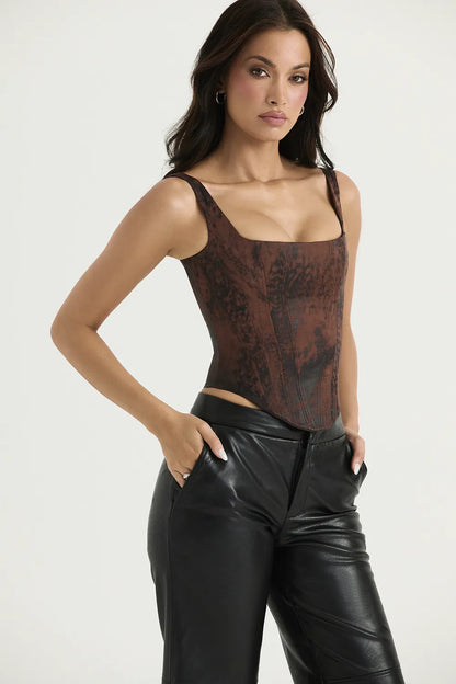 Rafa Antique Copper Satin Longline Corset