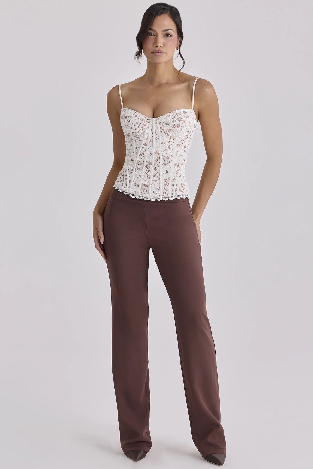 Chiara Espresso Brown Straight Leg Trousers