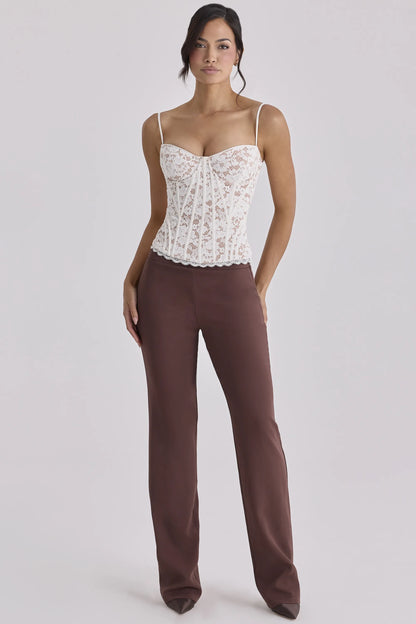 Chiara Espresso Brown Straight Leg Trousers