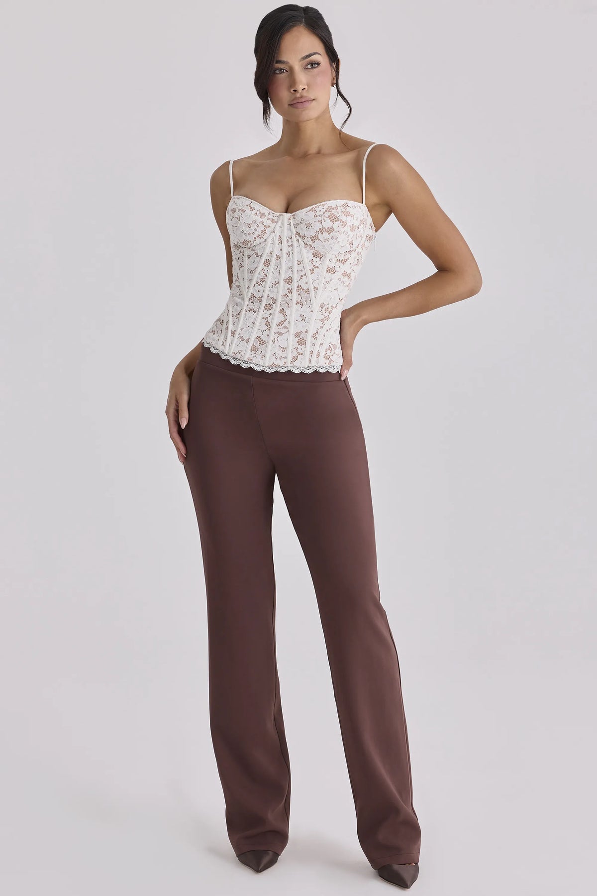 Chiara Espresso Brown Straight Leg Trousers