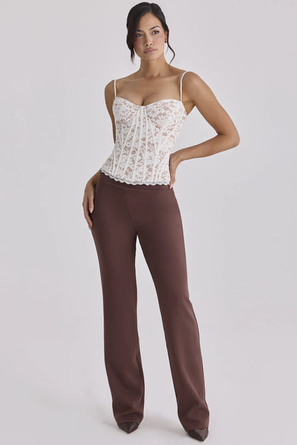 Chiara Espresso Brown Straight Leg Trousers