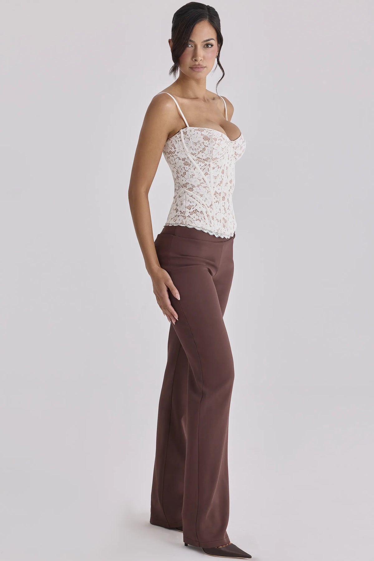 Chiara Espresso Brown Straight Leg Trousers