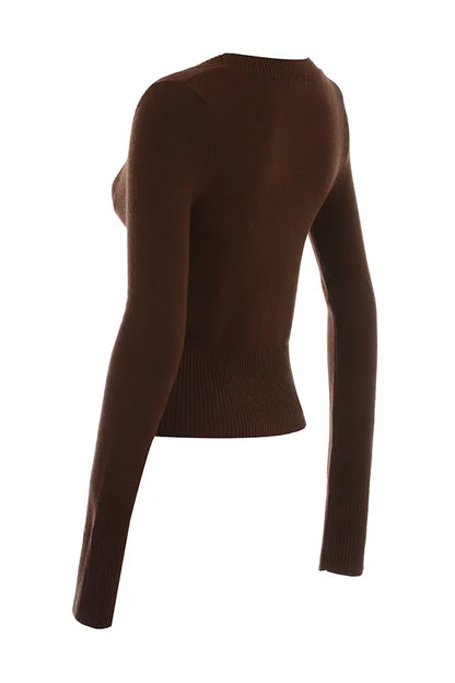 Raquel Chocolate Cashmere Blend Scoop Neck Top