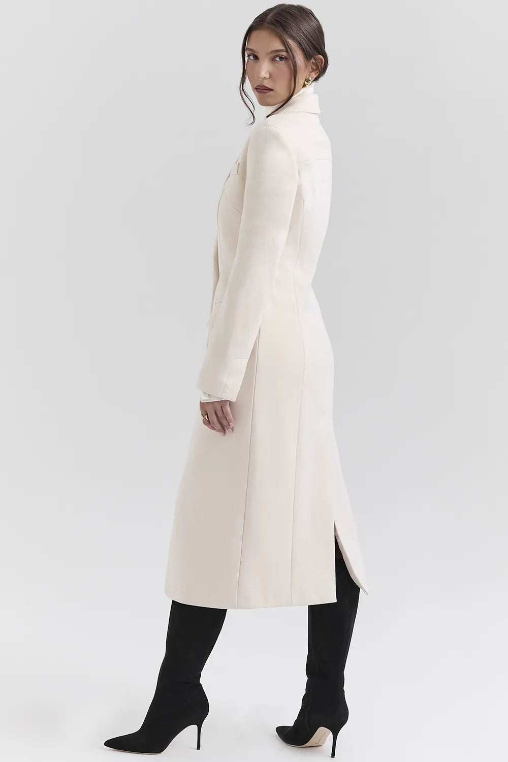 Remi Ivory Single Breasted Long Coat