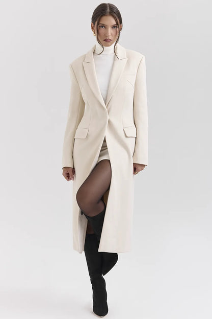 Remi Ivory Single Breasted Long Coat
