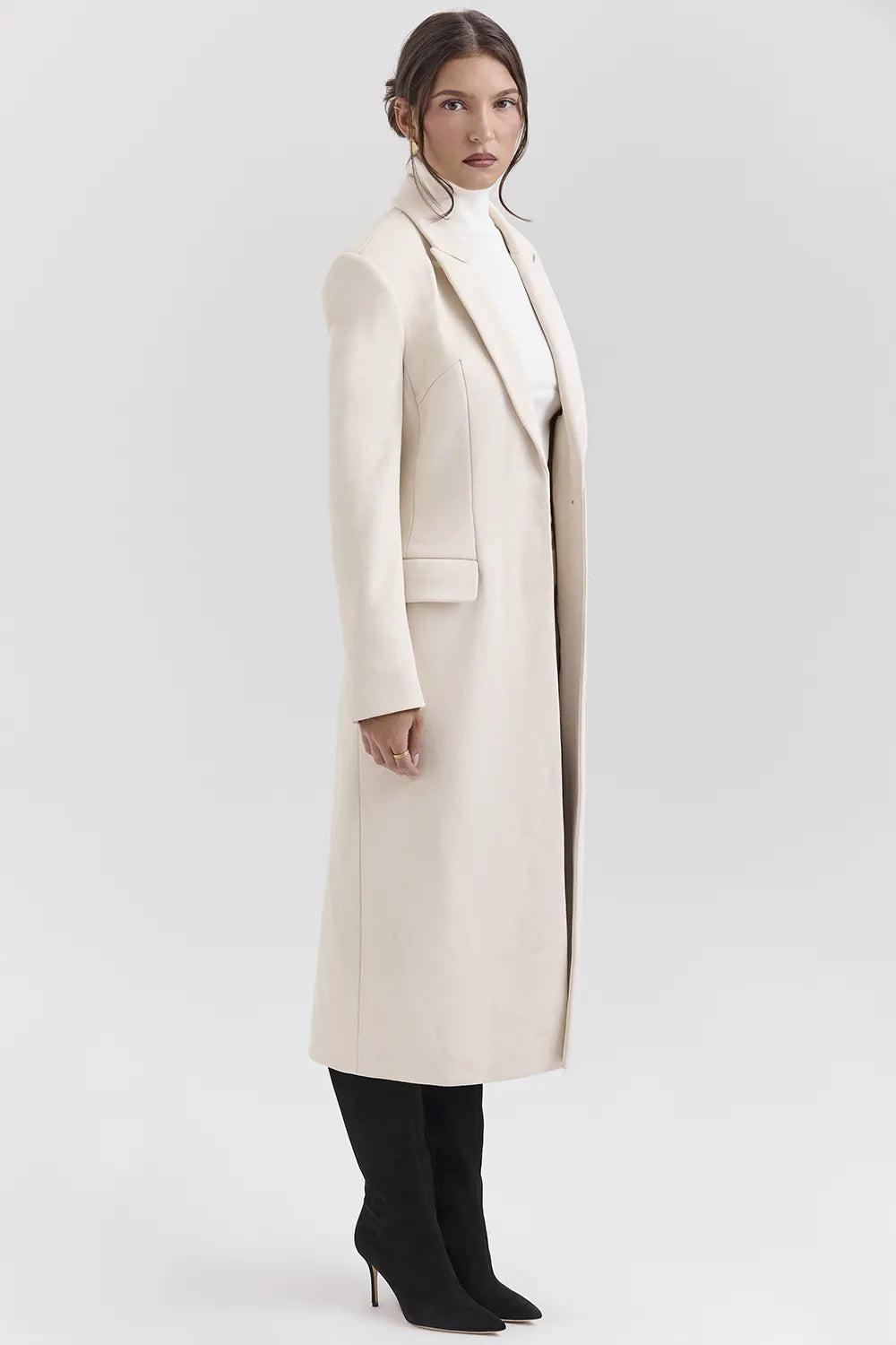 Remi Ivory Single Breasted Long Coat