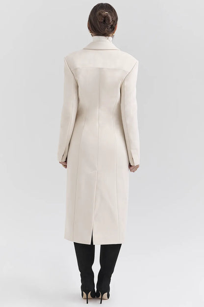 Remi Ivory Single Breasted Long Coat
